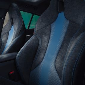 M Sport seats. Ergonomically shaped M Sport seats in the BMW 1 Series with contrast stitching and integrated headrest.
