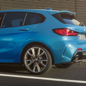 BMW 1 Series Hofmeister kink. Side rear view of the BMW 1 Series with a distinctively shaped Hofmeister kink.